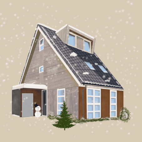 Illustratie huis kerstkaart